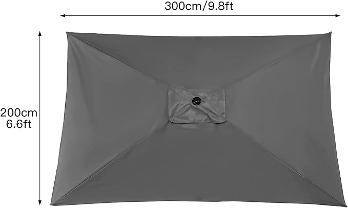 Rectangular Umbrella Canopy Replacement 6 Ribs, Fade Resistant Replacement Umbrella Canopy, Heavy Duty Polyester Fabric Outdoor Shade Canopy Cover for Market Table Cantilever Parasol Top Cover(Grey)