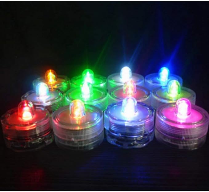 Home Decorations LED Tea Candles Bulb Battery Operated Flameless for Seasonal & Festival Celebration, Pack of 12, Electric Fake Candle in Multi-Color Flashing and Wave Open