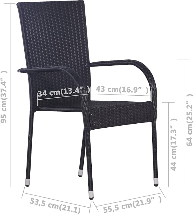 vidaXL Patio Dining Set 3 Piece, Outdoor Dining Table and Chairs, Patio Furniture Set, Conversation Set for Garden, Farmhouse, Black