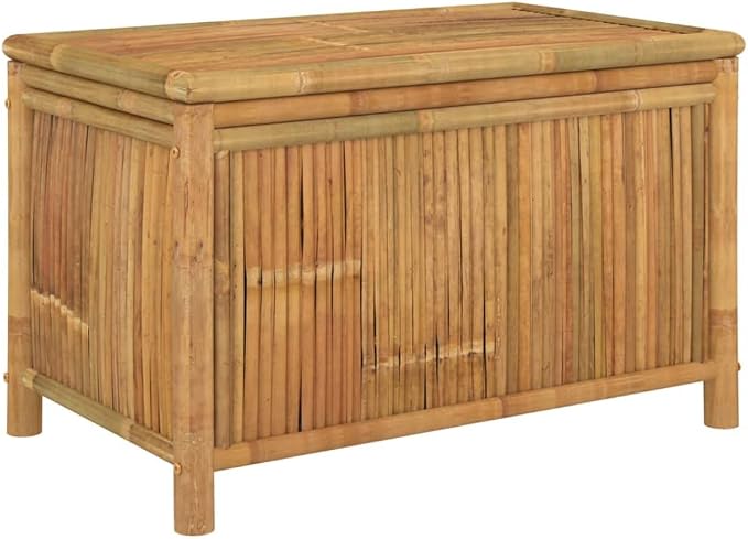 Garden Storage Box Natural Bamboo Outdoor Deck Box for Patio Cushions Garden Tools and Toys Large Rectangular Deck Storage Bin with Zippered Liner Brown 35.4 x 35.4 x 21.7 in