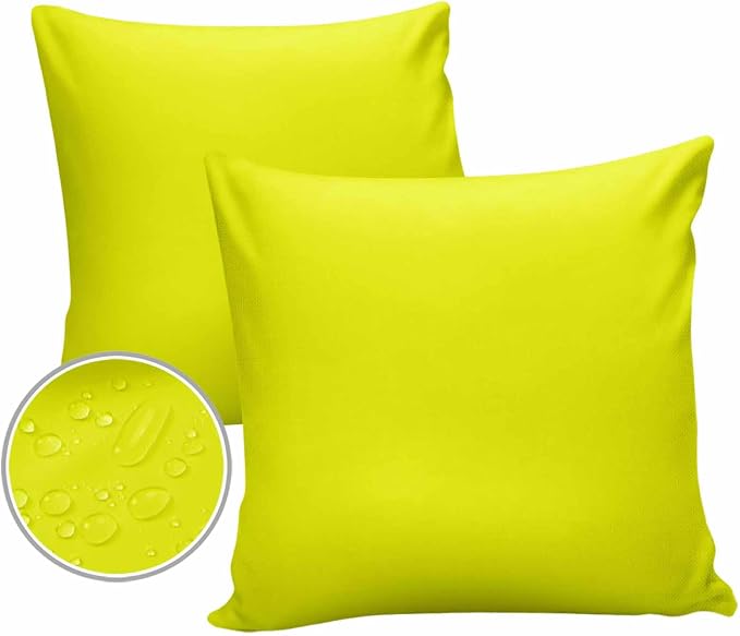 Outdoor Waterproof Throw Pillow Covers Set of 2 Lemon Yellow Pillowcases 18x18 Inches Gradient Gradual Color Patio Decorative Pillows Cushion Case Patio Pillows for Couch Bed Chair Garden