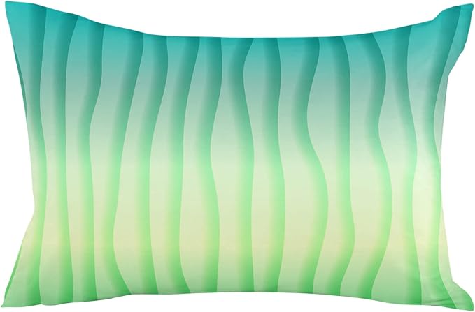 Outdoor Waterproof Pillow Covers Set of 2, Summer Abstract Geometric Gradient Turquoise Ocean Wave Patio Throw Pillow Covers, Decorative Cushion Case for Couch Sofa Furniture Garden, 20x12 Inch
