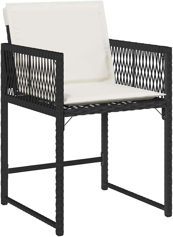 9-Piece Outdoor Garden Dining Set, Black Poly Rattan Patio Furniture with Glass Top Table and 8 Comfortable Chairs, Weather-Resistant Backyard Seating