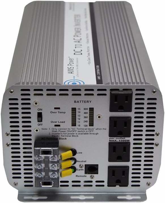 AIMS 5000W 24V Modified Sine Inverter 120V GFCI Terminal Block