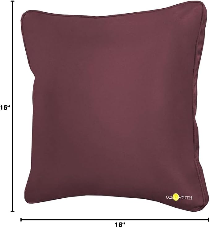 Oceansouth Boat Deck Pillow/Outdoor Waterproof Throw Pillow (Maroon, 16" x 16") Cushion Outdoor Furniture Lumbar Back for Chair Patio seat Cover Chairs Home Decor Pillows Waterproof Bed Cases Garden
