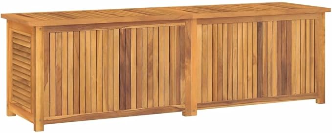Solid Teak Wood Garden Storage Box with Water-Resistant PE Bag, Large Outdoor Storage Container 68.9x68.9x21.7 Inches Brown for Patio Deck Garden Tools Cushions