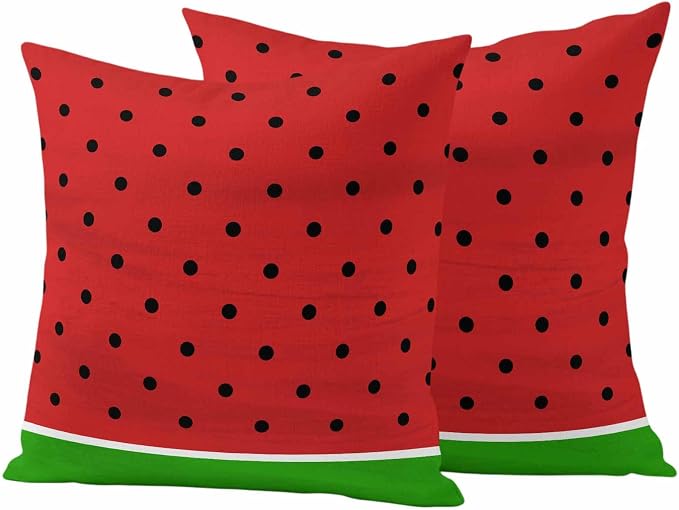 JasmineM Outdoor Pillow Cover 24x24 Inches Set of 2 Watermelon Fruit Waterproof Throw Pillow Covers Red Green Decorative Pillowcases Garden Cushion Case for Patio Couch Sofa