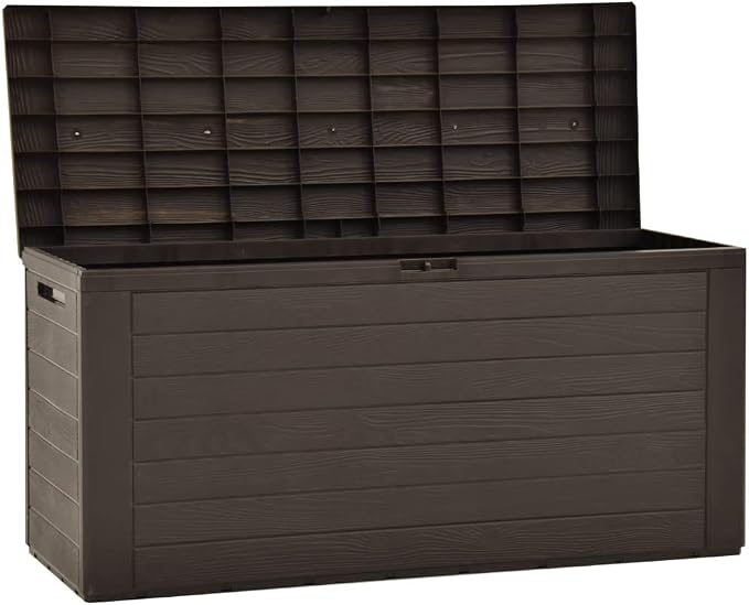 Garden Storage Box Indoor/Outdoor Storage Container and Gardening Tools - Store Items on Patio, Garage, Yard. Brown 45.7"x17.3"x21.7"
