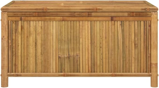 Bamboo Patio Storage Box with Ventilated Design 43.3"x20.5"x21.7" Water-Resistant Indoor Outdoor Deck Box Bench for Garden Tools Pool Toys Cushion Organization