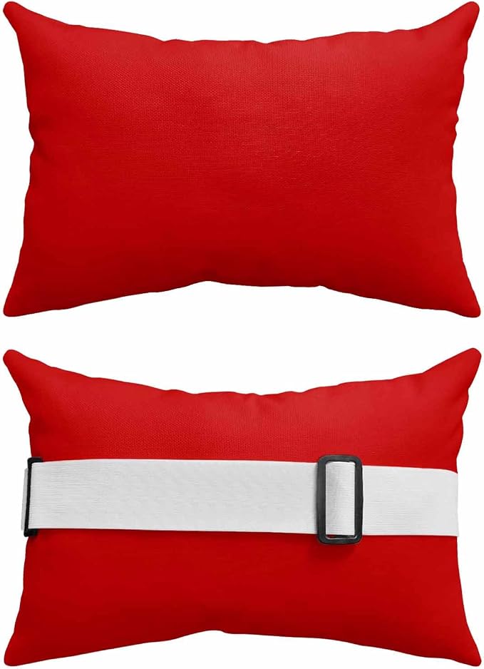 Christmas Red Outdoor Lumbar Pillow 12x20 Inch, Farmhouse Solid Red Color Modern Art Waterproof Throw Pillow Covers with Insert, Decorative Headrest Pillows for Office Car Travel