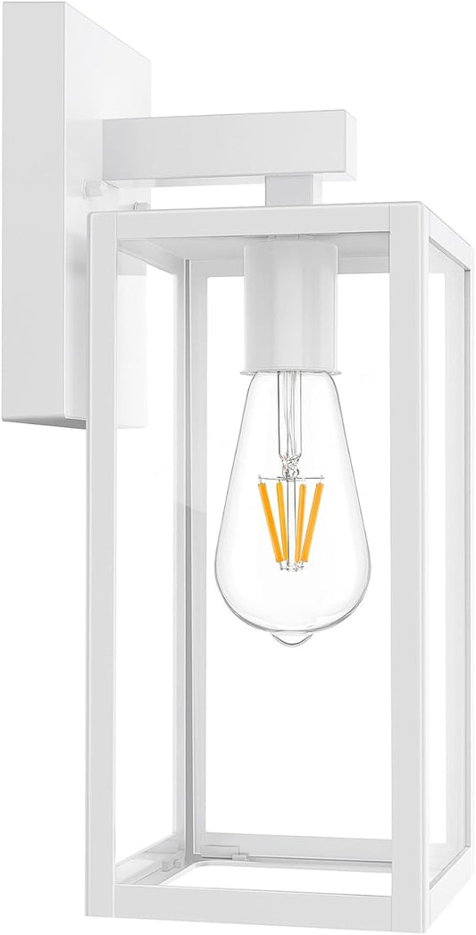 MAXvolador Outdoor Wall Lantern, Exterior Waterproof Wall Sconce Light Fixture, White Anti-Rust MountLights Clear Glass, E26 Porch Patio Lighting | Porch Wall Sconce White, Anti-Rust, E26 Socket, Clear Glass, Outside Wall Mount Light, Front Door Lighti...