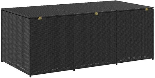 Outdoor Storage Box Poly Rattan Garden Deck Chest with Zipped Liner and Gas Lift Mechanism for Patio Furniture Cushions and Pillows Large Wicker Trunk in Various (180 x 90 x 70 cm)