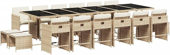 17 Piece Patio Dining Set, Foldable PE Rattan Garden Furniture with Cushions, Space Saving Cube Table and Chairs for Backyard Deck