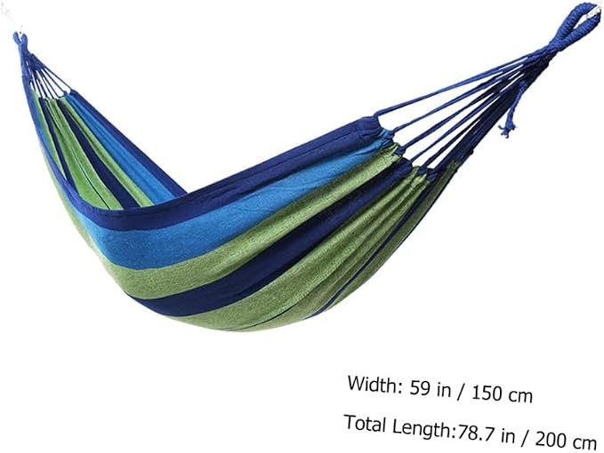 Double Hammock Canvas Swing for Outdoor Camping and Travel, Widened Portable Hanging Hammock with Thickened Blue Material, Suitable for Adults and Patio Garden Use