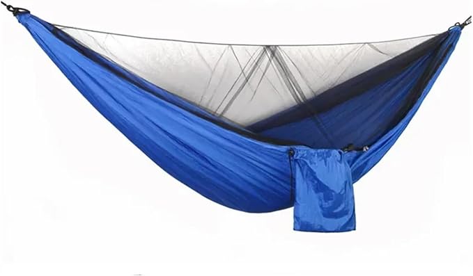 Hammocks, Camping Hammock with Mosquito Net Portable Parachute Strap Double Travel Hammock,Outdoor Backpacking Hammock Swing Chair,for Outside(Light Blue and Blue)