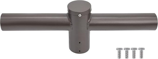 180 Degree Double Bullhorn Mounting Bracket for 2 Lighting Fixtures, Bronze Steel Pole Mount Bracket for Outdoor Shoebox, Parking Lot, Street Light Fixtures