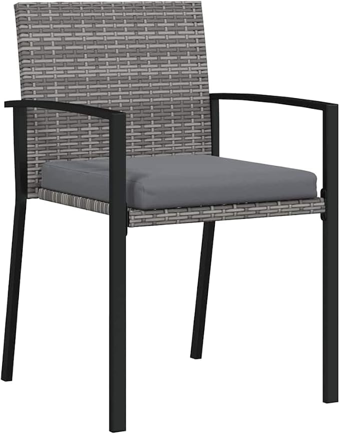5-Piece Garden Dining Set, Grey Powder-Coated Steel Patio Furniture, Outdoor Table and 4 Chairs for Backyard, Deck, and Garden Decor