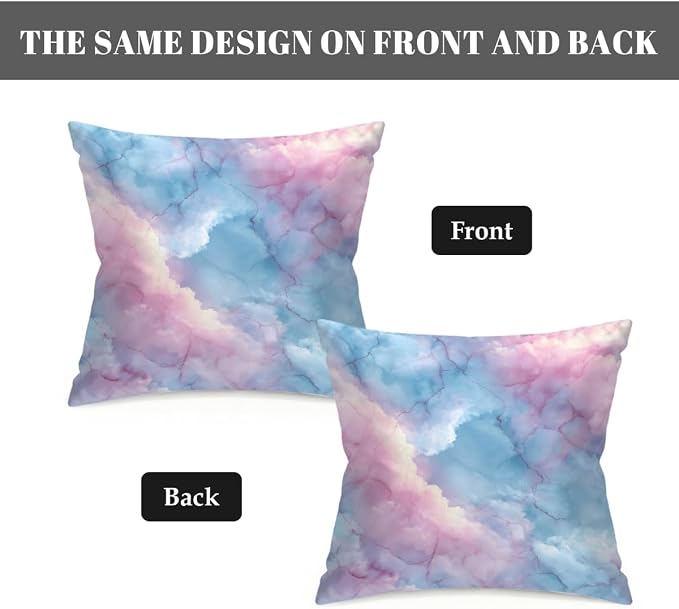20x20 Inch Outdoor Pillow Covers Set of 2 Waterproof Throw Pillow Covers Decorative Couch Cushion Covers Watercolor Marble Square Pillowcases Protectors for Patio Garden Sofa