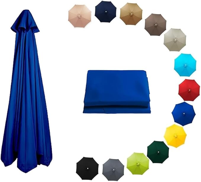 7ft/9ft/10ft Parasol Umbrella Canopy Replacement, Patio Umbrella Replacement Cover, 8 Ribs/6 Ribs Parasol Top Replacement Cloth(Sapphire Blue,200cm/7ft-8ribs)