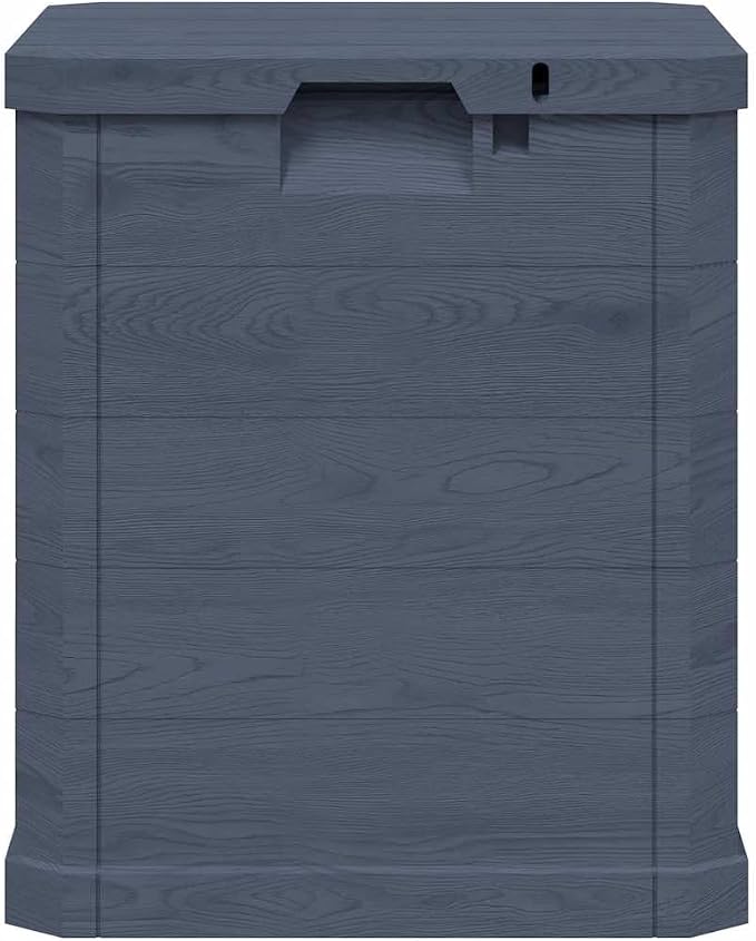 90L Garden Storage Box, Compact Outdoor Deck Container with Wood Effect, Weather-Resistant Plastic Bin for Patio, Balcony, Garage, and Indoor Organization, Anthracite