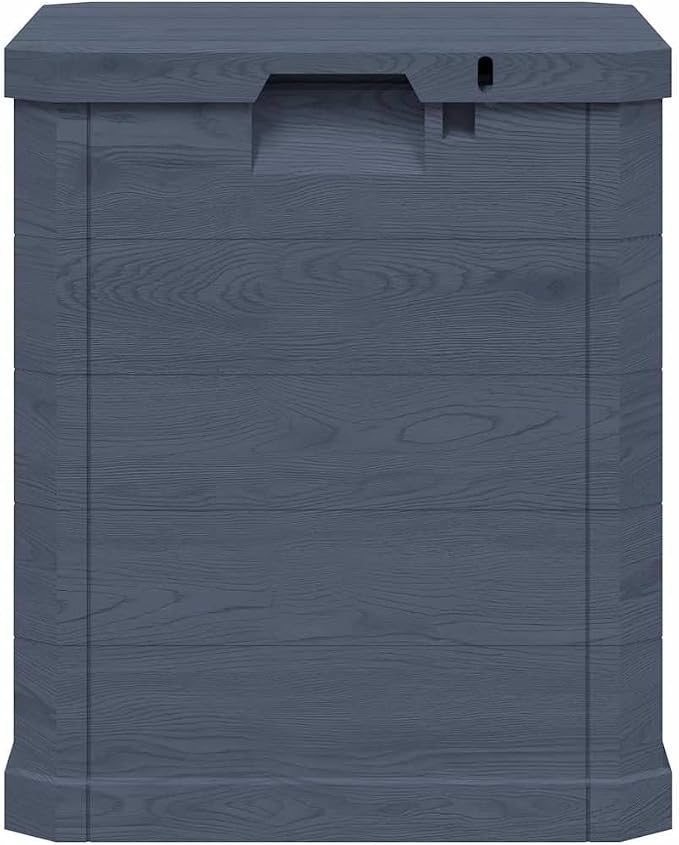 90L Garden Storage Box, Anthracite Plastic Deck Box with Wood Grain Finish, Compact Storage Bin for Patio, Garden, and Garage Organization, 16.7 x 16.7 x 19.7 in