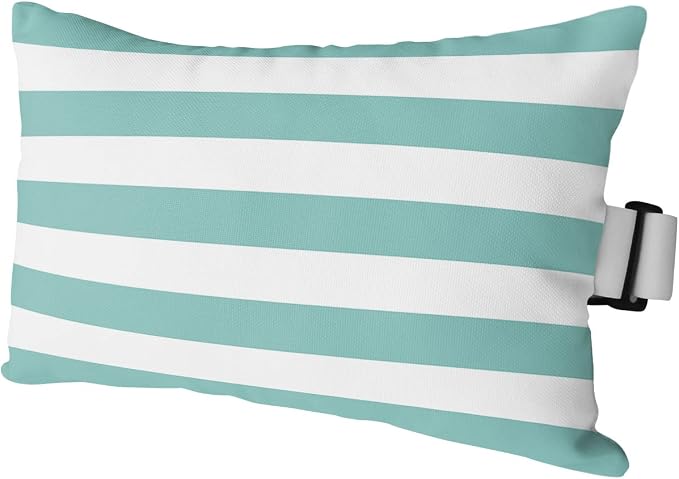 Outdoor Pillows Covers with Inserts Teal Geometric Stripes Waterproof Recliner Pillow with Adjustable Strap Throw Pillows for Patio Furniture Pool Lounge Chair, 11x16 inch, 1PCS
