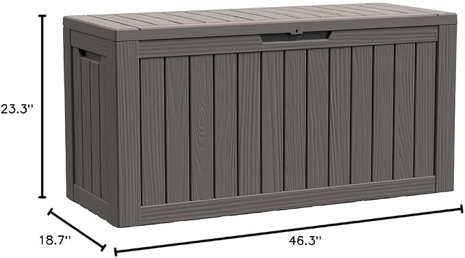 BTEXPERT 80 Gallon Outdoor Storage Container Deck Box with Metal Support Rods for Patio Furniture Garden Tools Cushions Waterproof Lockable UV Resistant Resin