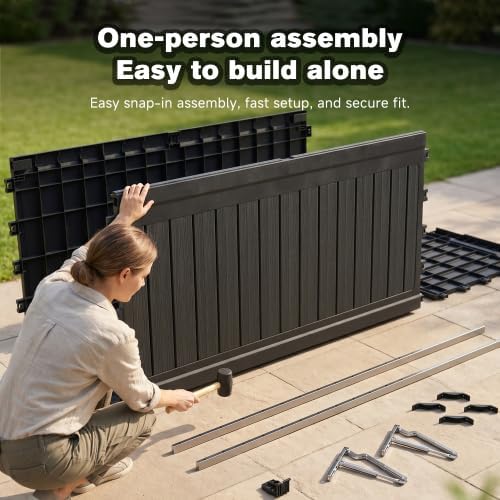 Outdoor Storage Box, Durable Deck Box with Side Handle and Lockable Lid, Deck Boxes Outdoor Waterproof, Large Patio Furniture for Poolside Accessories, Garden Tools, 260 Gallon