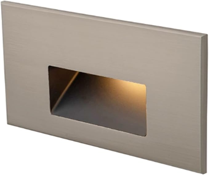 WAC Landscape Lighting, LEDme 120V LED Horizontal Indoor and Outdoor Step and Wall Light Amber 1800K LED in Brushed Nickel