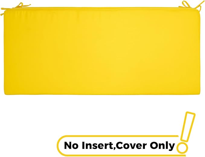FUNHOME Outdoor Bench Cushion Cover 42 x18 x 3 inch,Water Resistant Cover with Zipper&Ties,Fade-Resistant Slipcover,Patio Porch Swing Cushion Cover Replacement Only,No Insert(Yellow)