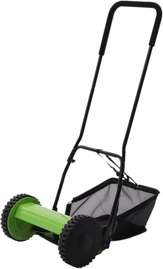 Hand Mower,12inch Manual Push Reel Lawn Mower Self-Propelled Mower with 23L Collection Bag,5 Blades,Cutting Width 300mm/12 inch,Cutting Height Adjustment 17-33mm/0.67-1.3inch