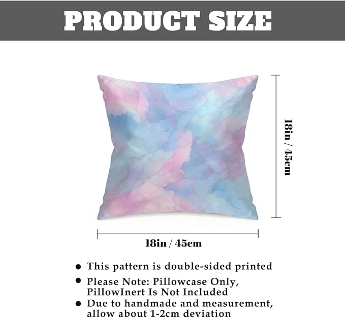 18x18 Inch Outdoor Pillow Covers Set of 2 Waterproof Throw Pillow Covers Decorative Couch Cushion Covers Watercolor Blue Pink Square Pillowcases Protectors for Patio Garden Sofa