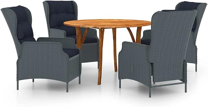 5 Piece Patio Dining Set,Outdoor Dining Set,Outdoor Furniture Sets,Patio Table and Chairs,Patio Coffee Table,Patio Furniture Set,Outdoor Patio Chairs,Modern Set,Front Porch Furniture, Dark Gray