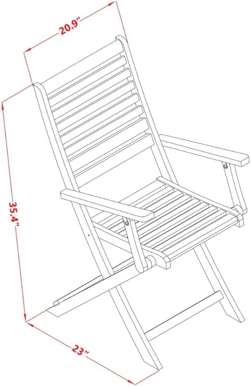 East West Furniture DECM5CANA 5 Piece Patio Dining Set Includes a Rectangle Outdoor Acacia Wood Table and 4 Folding Arm Chairs, 40x72 Inch, Natural Oil