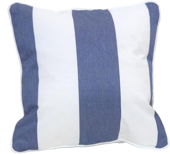 East Green 14 x 14 Waterproof Outdoor Pillow with Insert, Soft Blue Stripe - Premium Olefin Outdoor Accent Pillow for Patio Furniture