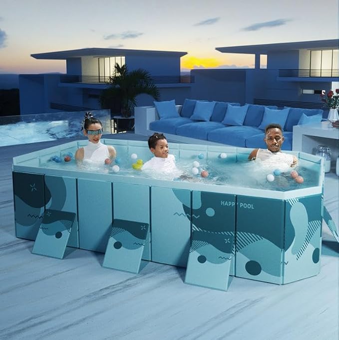 Jessie Foldable Pool for Kids and Adults Non InflatableFrame Outdoor Swimming Pool Blue Kiddie Pools Thickened Support Dog Above Ground Garden Backyard (102.36 in)