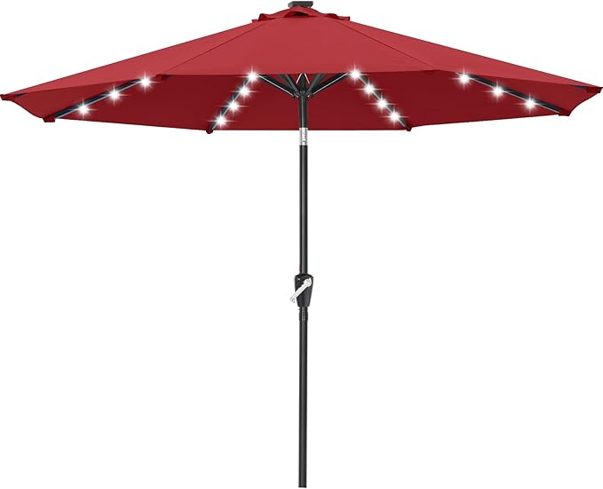 ABCCANOPY Durable Solar Led Patio Umbrellas with 32LED Lights 9FT (Burgundy)