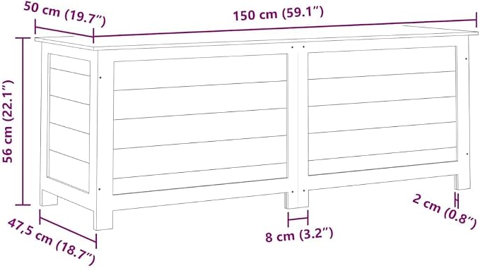 Outdoor Storage Box in Brown Solid Fir, 59.1 x 19.7 x 22 in Deck Box with Varnish Finish, Patio Cushion Chest for Garden Terrace Furniture