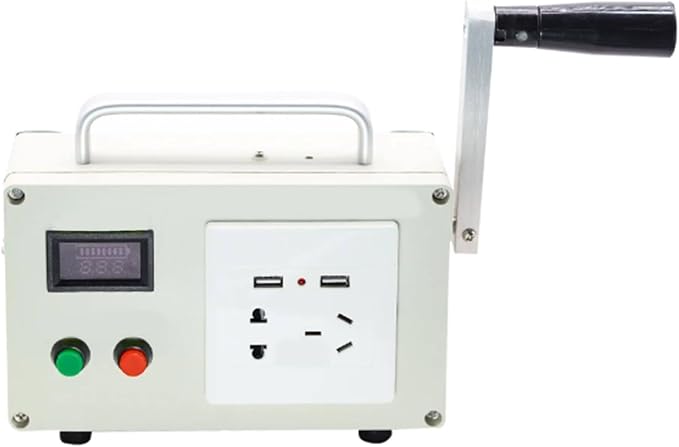 Emergency Hand Generator, 30W/150W500W Outdoor Portable Manual Hand Crank Generator with USB Charger, LED Emergency Light, Household Powerful Emergency Power Supply,150W