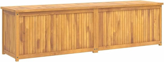 Rustic Solid Teak Garden Box, 78.7 x 19.7 x 21.7 Inch Teak Wood Patio Storage Chest with Natural Wood Grain Finish for Balcony, Garden, Garage