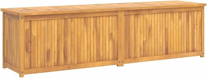 Garden Box Natural Solid Teak Wood 78.7x19.7x21.7 Inch Large Outdoor Storage Chest, Rectangular Wood Deck Box for Patio Garden Tools and Garage Organization