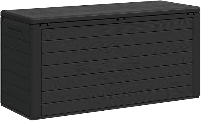 Outdoor Garden Storage Box, 290 Gallon Large Deck Box for Patio Cushions, Tools and Pool Supplies, Waterproof Weather-Resistant Polypropylene Bin, Anthracite 45.7 x 17.3 x 21.7 In