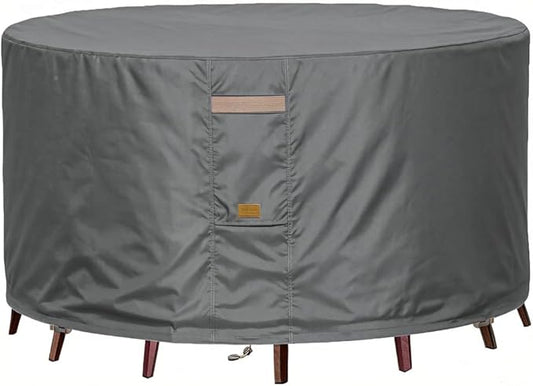 600D Heavy Duty Waterproof Patio Furniture Covers UV Resistant Round Outdoor Table Chair Covers Medium Round 62"Diax28"H Dark Grey