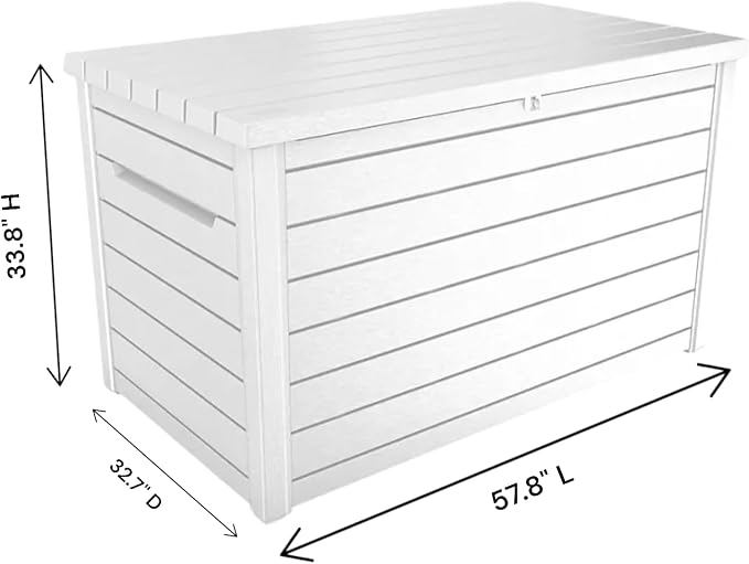 230-Gallon XXL Weather Resistant Resin Deck Storage Container Box, Outdoor Patio Garden Furniture (White)
