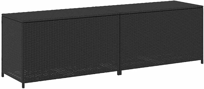 Poly Rattan Storage Box with PE Liner and Gas Lift, 78.7"x19.6"x23.6" Outdoor Patio Storage Chest, Black