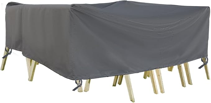 Outdoor Furniture Covers, Rectangular patio table cover, Waterproof for Outdoor patio set cover, Dining table cover, 126" W x 84" D x 31" H Grey