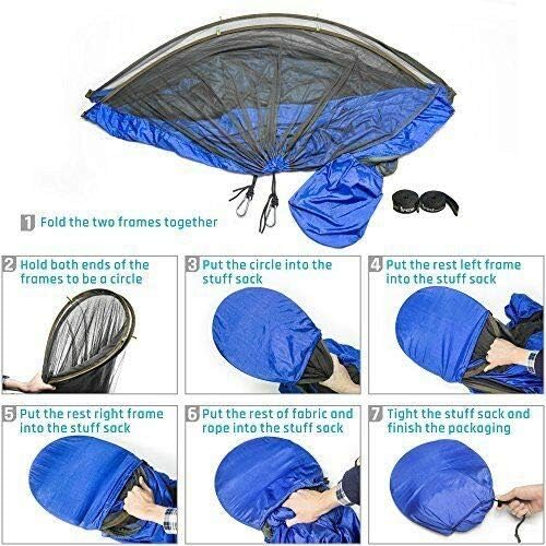 Fox Outfitters Mosquito Net Hammock XL - Built in Mosquito Net - Bug Protection - Easy Set Up - Comes with Tree Safe Hammock Straps & Steel Carabiners
