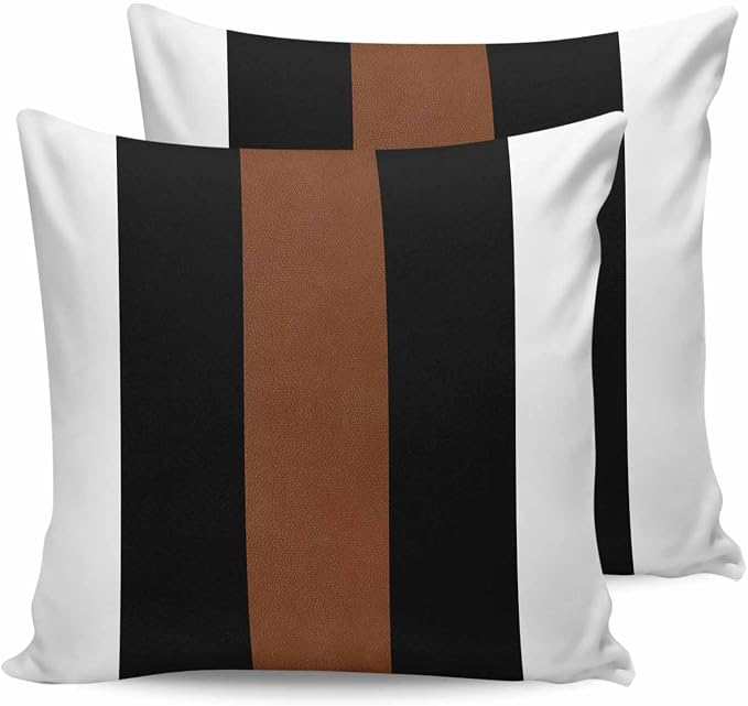 Outdoor Waterproof Throw Pillow Covers Set of 2 Brown Black White Pillowcases 26x26 Inches Boho Style Patio Decorative Pillows Cushion Case Patio Pillows for Couch Bed Chair Garden