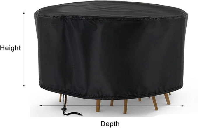 Patio Furniture Set Cover Round, Waterproof Round Patio Table Cover Outdoor Furniture Covers for Patio Furniture - 48"D x 27"H