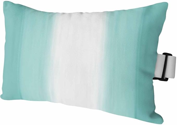 Outdoor Lumbar Pillow Set of 1, Turquoise Ombre Waterproof Beach Headrest Pillow with Inserts, Modern Abstract Art Striped Gradient Recliner Throw Pillows for Patio Furniture, 12 x 20